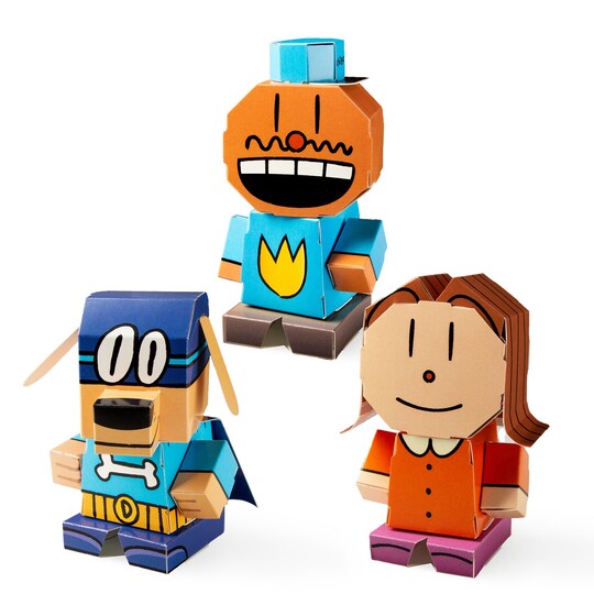 Cubles; Dog Man Set - Series 2 – Officially Licensed Multi-Character Buildable Paperboard Papercraft Set, No-Glue No-Scissors 3D Building Activity, Screen-Free STEM Craft for Kids Ages 6+, Made in USA; Category:Craft Activities; Image:1